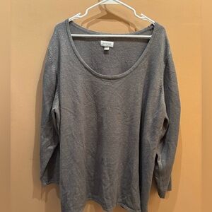 Avenue Size 26 28 Long Sleeve Grey with Silver Sparkles Crew Neck Sweater